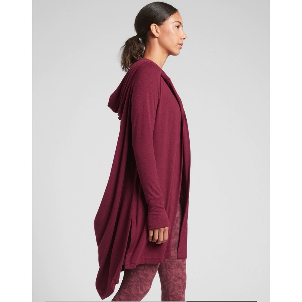 Athleta Harmony Wrap in Bell Burgundy Hooded Cardigan NWT SZ XS